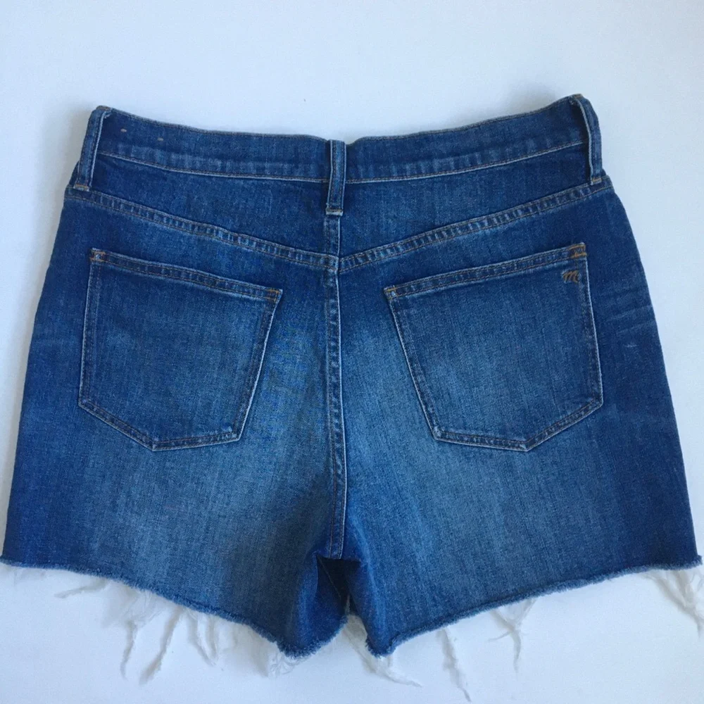 Madewell High Rise Blue Denim Jean Shorts Raw Hem Size 29